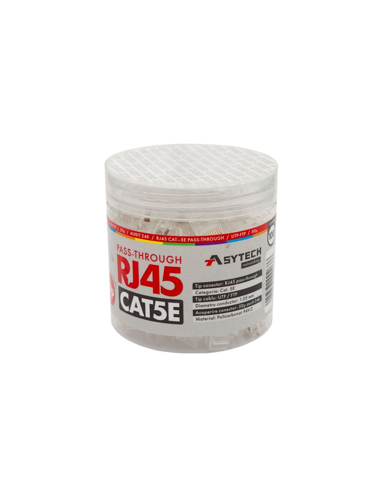 Network Cables Mufa RJ-45 UTP Cat.5e EZ Passthrough, 50Âμ (100 buc) RJ45-CAT5E-EZ-50U-JAR
