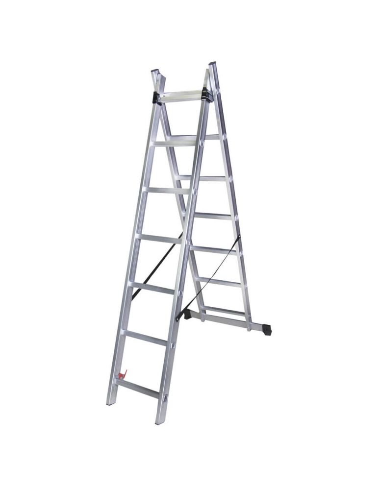 Ladders Scara dubla aluminiu BISONTE STR207 2 x 7 trepte inaltime maxima 3.15 m
