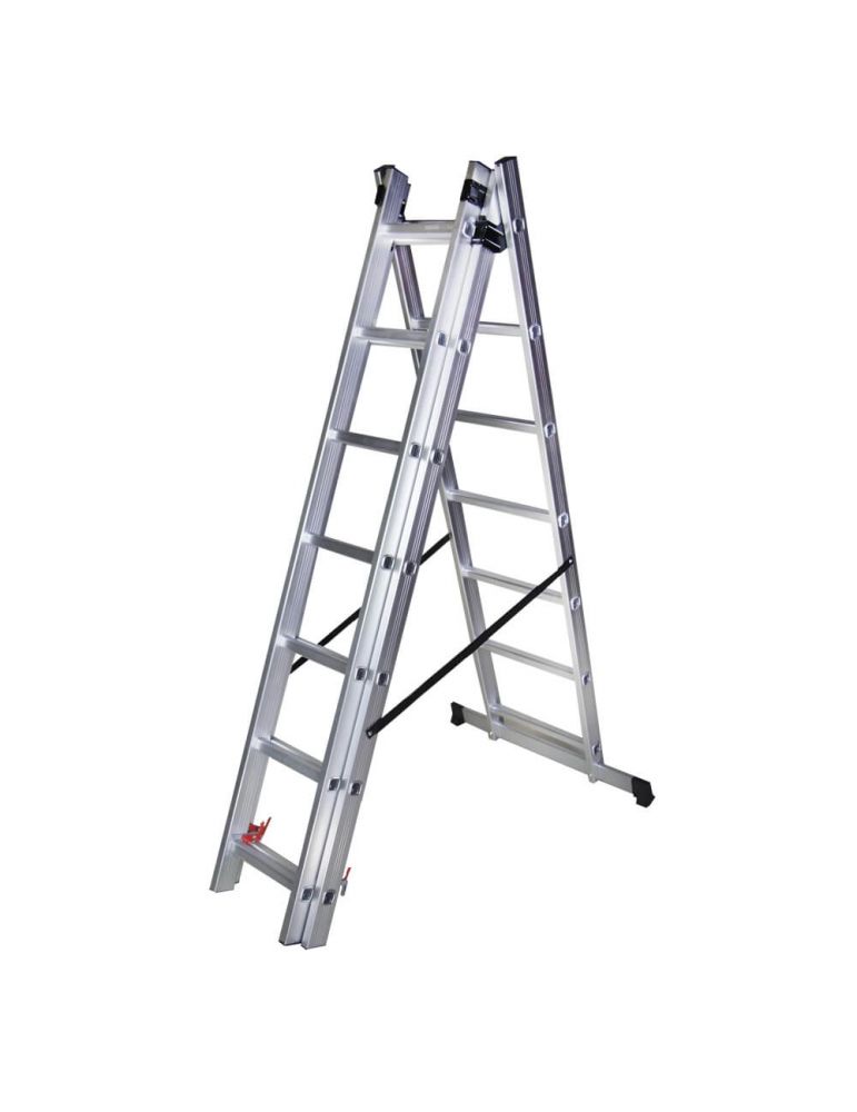 Scara tripla aluminiu BISONTE STR307 3 x 7 trepte inaltime maxima 4.21 m