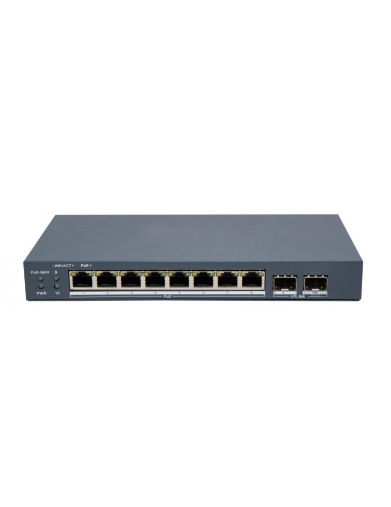 Hubs & Switches Switch PoE Hikvision DS-3E1510P-EI/M-8P2F: 8 × Gigabit PoE port,2 × Gigabit Fiber Optical port, 8 porturi PoE maxim 30W, buget P