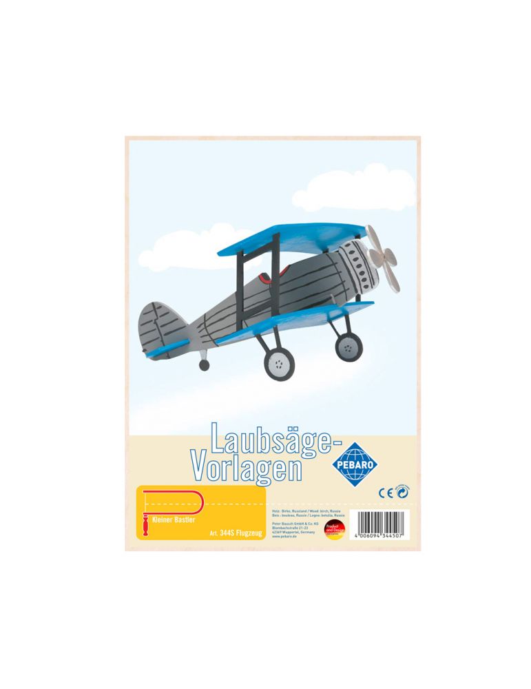 Toys Pebaro 344S, Sablon din lemn, avion, pentru traforaj, dimensiunea A4