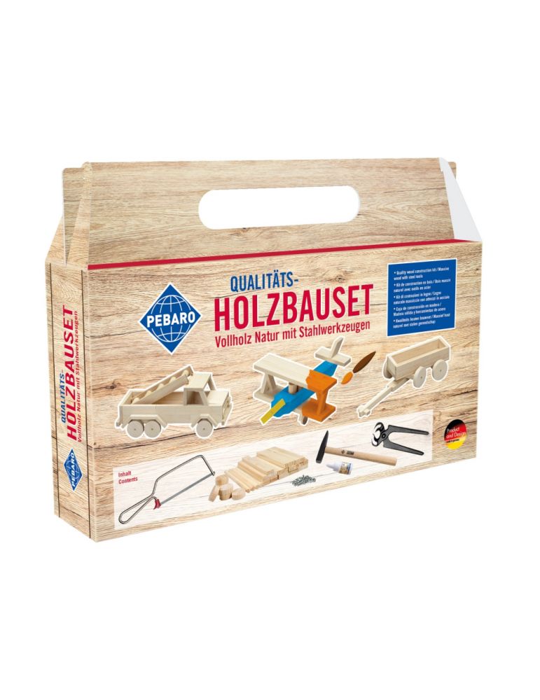 Construction Set Toys Pebaro 465, Set creativ din lemn + unelte