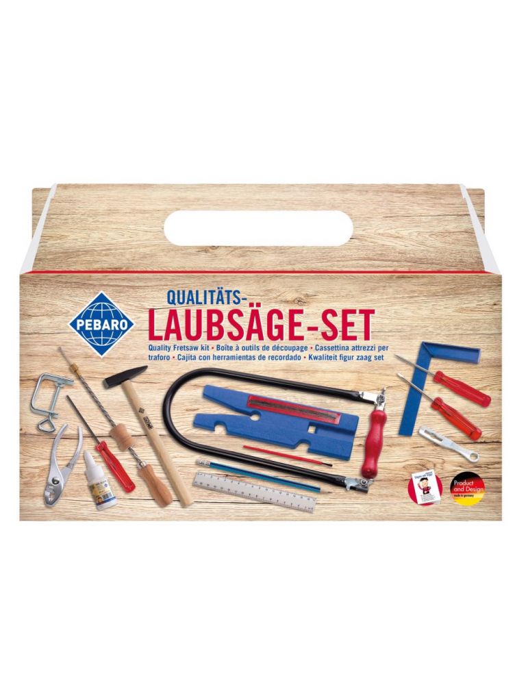 Toy Tools Pebaro 925P, Set traforaj, burghiu + masa de taiat cu locas de fixare + set extins de unelte