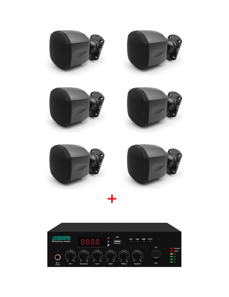 Dsppa Pachet de sonorizare 60W cu amplificator MP60UB si boxe 6x10W DSPPA DSP119, 100V