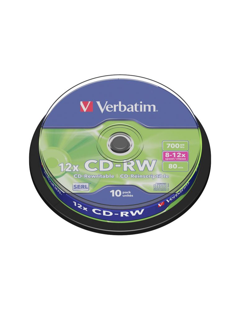 Blank Media CD-RW Verbatim, 12x, 700 MB, 10 bucati/spindle