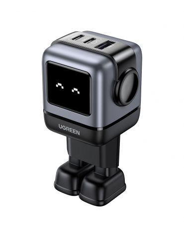 Ugreen Nexode RG 65W 3-Port GaN Calculator mobil, Telefon mobil, Laptop, Încărcător suplimentar, De telefon Gri AC Încărcare