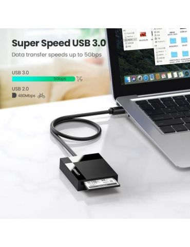 Ugreen 30333 cititoare de carduri USB Negru
