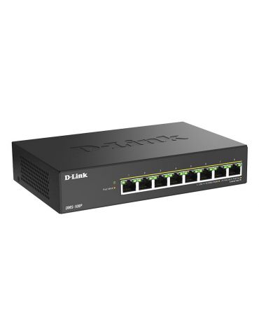 D-Link DMS-108P E switch-uri Fara management 2.5G Ethernet (100 1000 2500) Power over Ethernet (PoE) Suport Negru