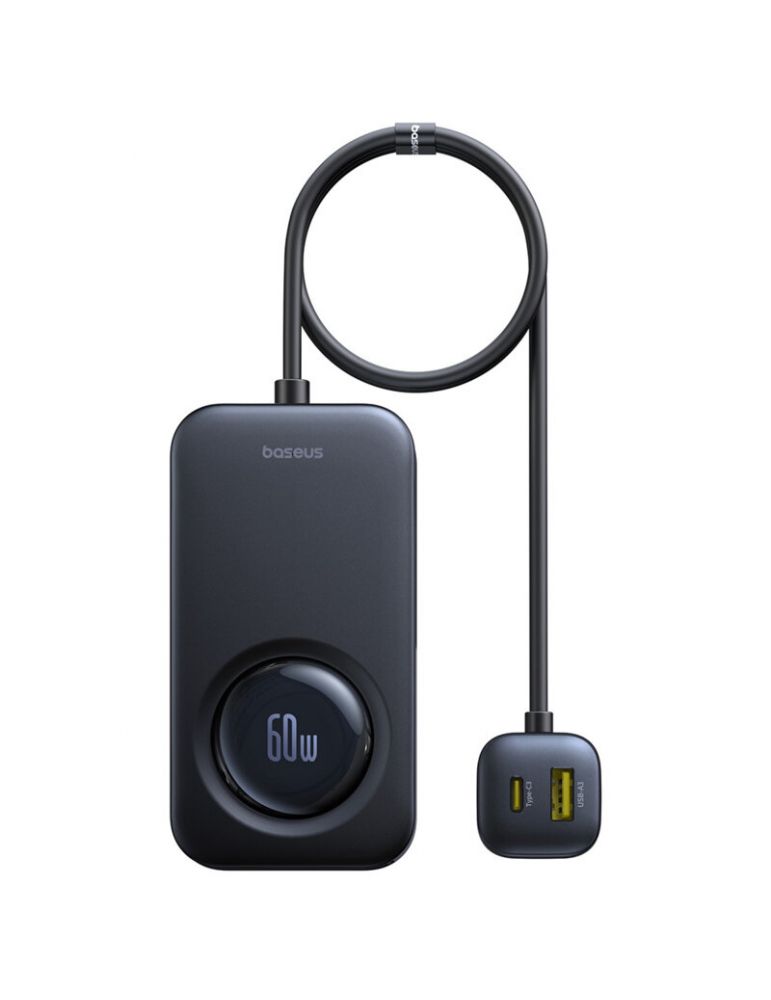 Baseus INCARCATOR auto Baseus PrimeTrip VW1, Quick Charge 60W, 2 x USB, 3 x USB Type-C, pt. bricheta auto, cablu retractabil, negru "C0