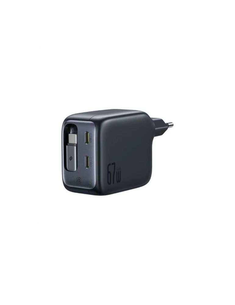 Power Adapters & Chargers INCARCATOR retea Baseus EnerCore CJ11, Quick Charge 67W, 2 x USB Type-C, cablu USB Type-C retractabil integrat, negru "E0121E00"