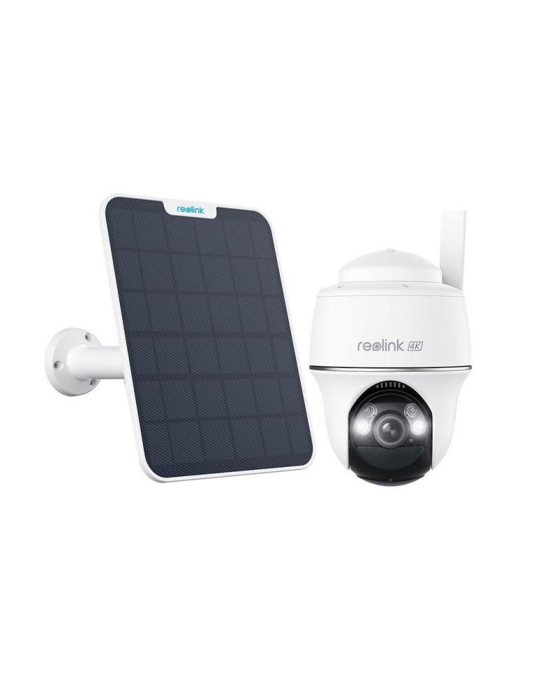 Cameras Kit camera supraveghere wireless WiFi rotativa Speed Dome cu panou solar Reolink Argus PT Ultra B440, 4K, IR/lumina alba 10 m, m