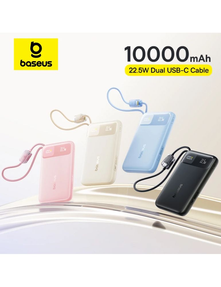 Baseus POWER BANK Baseus EnerFill FC11, 10000mAh, cablu integrat USB Type-C si Iphone Lightning, 22.5W, display, negru, "E0027R04" (tim