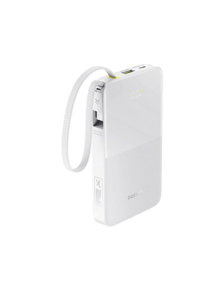 Power Adapters & Chargers POWER BANK Baseus EnerFill FC51 Bipow2 Pro, 10000mAh, 22.5W, 1 x USB Type-C, 1 x USB, cablu integrat USB Type-C 22cm, alb, "E002