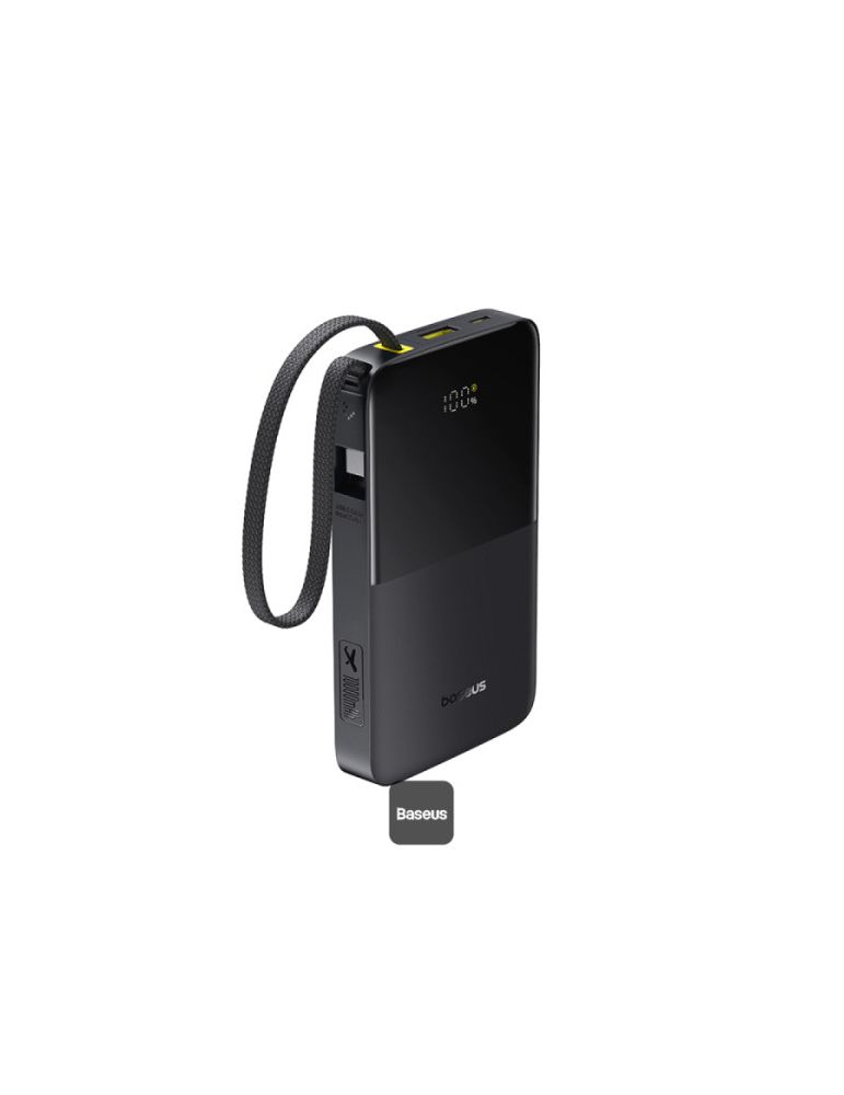 Baseus POWER BANK Baseus EnerFill FC51 Bipow2 Pro, 10000mAh, 22.5W, 1 x USB Type-C, 1 x USB, cablu integrat USB Type-C 22cm, negru, "E0