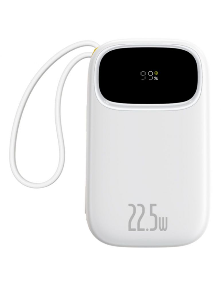 Power Adapters & Chargers POWER BANK Baseus Qpow3, 20000mAh, 22.5W, 1 x USB, cablu integrat USB Type-C, cablu integrat Iphone Lightning, alb, "P1008210721
