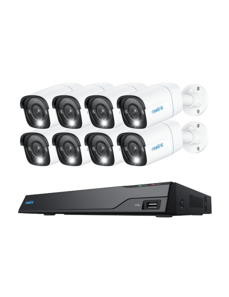 Sistem supraveghere exterior IP Reolink NVS16-8MB8, 8 camere, 4K, 2.8 mm, IR/lumina alba 30 m, spotlight, PoE, vizualizare de pe