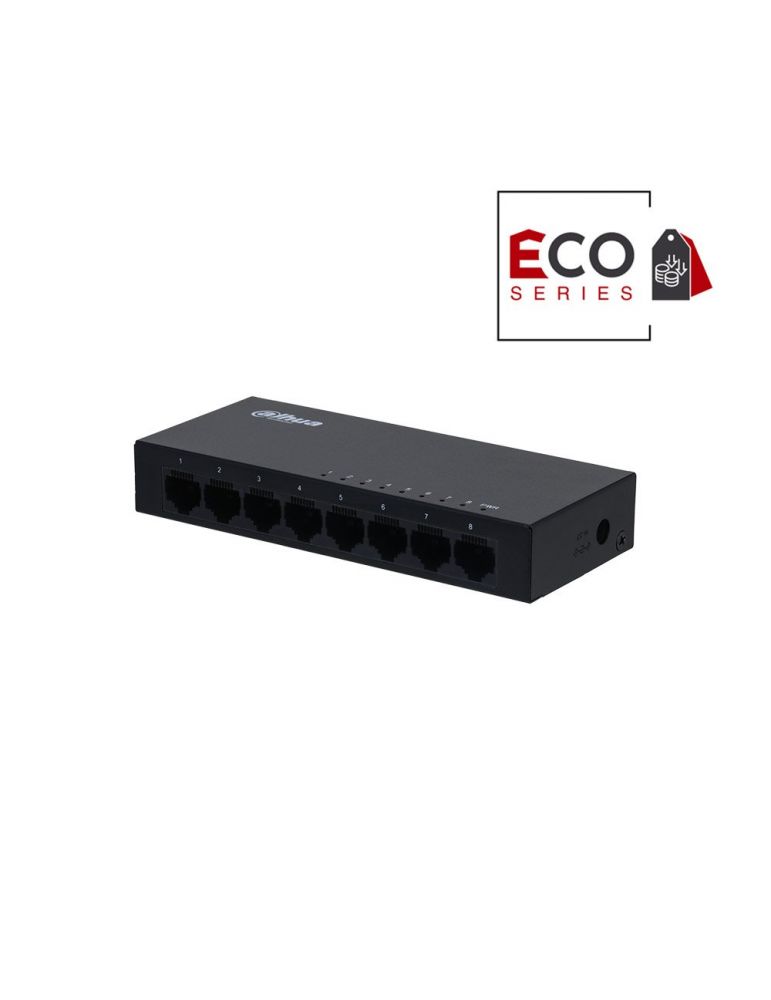 Hubs & Switches Switch cu 8 porturi Dahua Eco Series PFS3008-8GT-V2, 2K, 16 Gbps, fara management