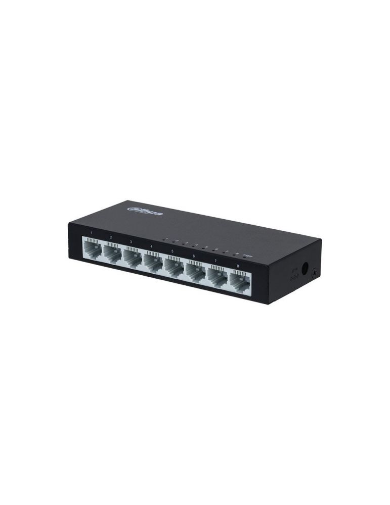 Hubs & Switches Switch ethernet cu 8 porturi Dahua PFS3008-8ET, 1.6 Gbps, 1.9 Mpps, 2000 Mac, fara management