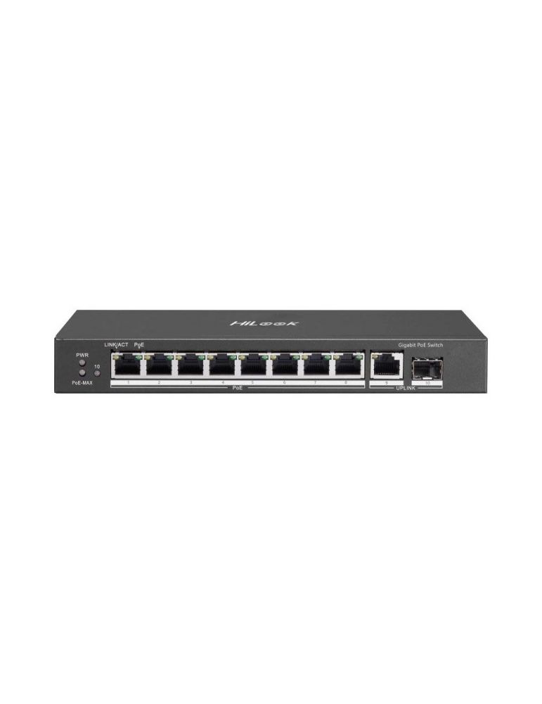 Hubs & Switches Switch PoE cu 8 porturi HikVision HiLook NS-0510P-58, 10/100/1000 Mbps, 20 Gbps, 14.88 Mpps, 1.5 Mbits, fara management