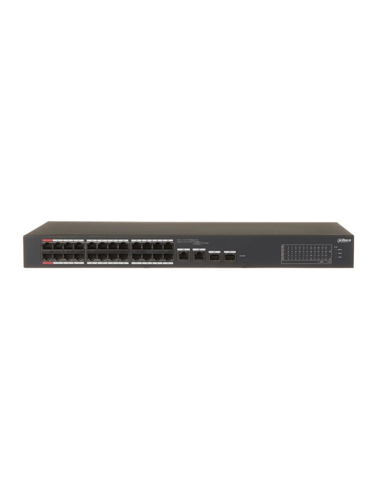 Hubs & Switches Switch rackabil cu 28 porturi Dahua CS4228-24GT-375, 24 porturi PoE, 2 porturi SFP, 2 porturi RJ-45 uplink , PoE Watchdog, Cloud