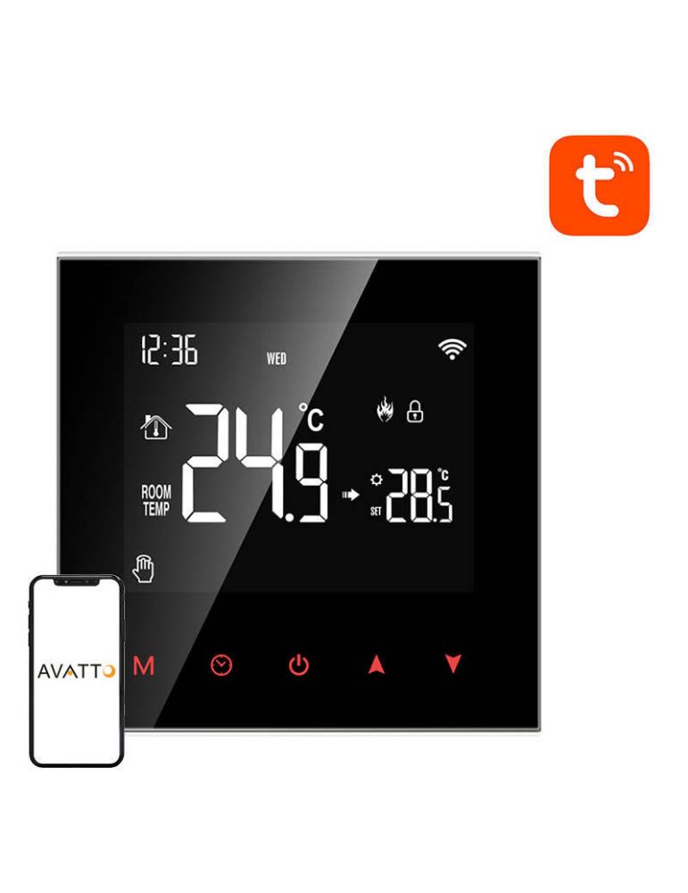Heating, Ventilation & Air Conditioning Termostat inteligent Avatto WT100 încălzitor de apă 3A Wi-Fi TUYA