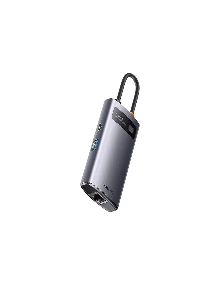 USB & FireWire Hubs DOCKING Station Baseus Gleam Series, conectare PC USB Type-C, USB 3.0 x 3, RJ-45 x 1, LED, gri "WKWG070113" - 6932172608644
