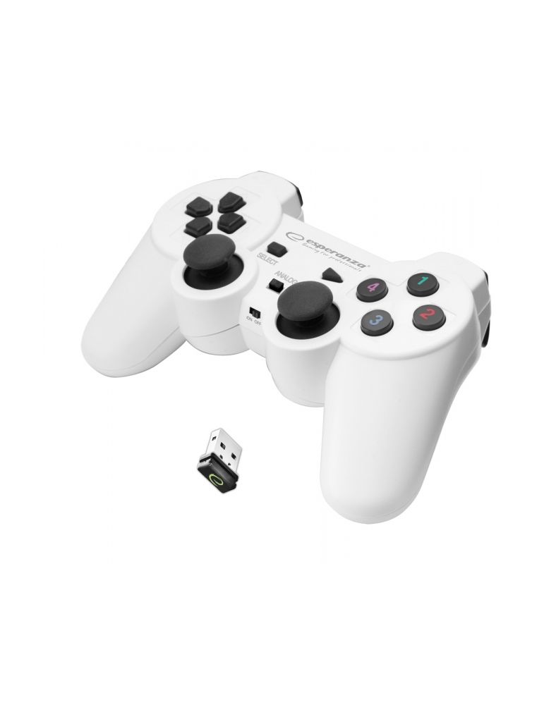 Game Controllers Gamepad Esperanza Gladiator EGG108W cu vibratii Wireless PC/PS3 Alb "EGG108W" (timbru verde 0.8 lei)