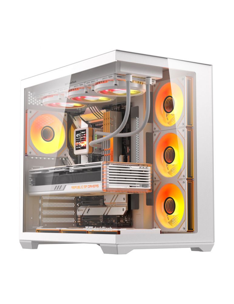 Carcasă pentru computer DarkFlash C280 (albă) + 7 ventilatoare