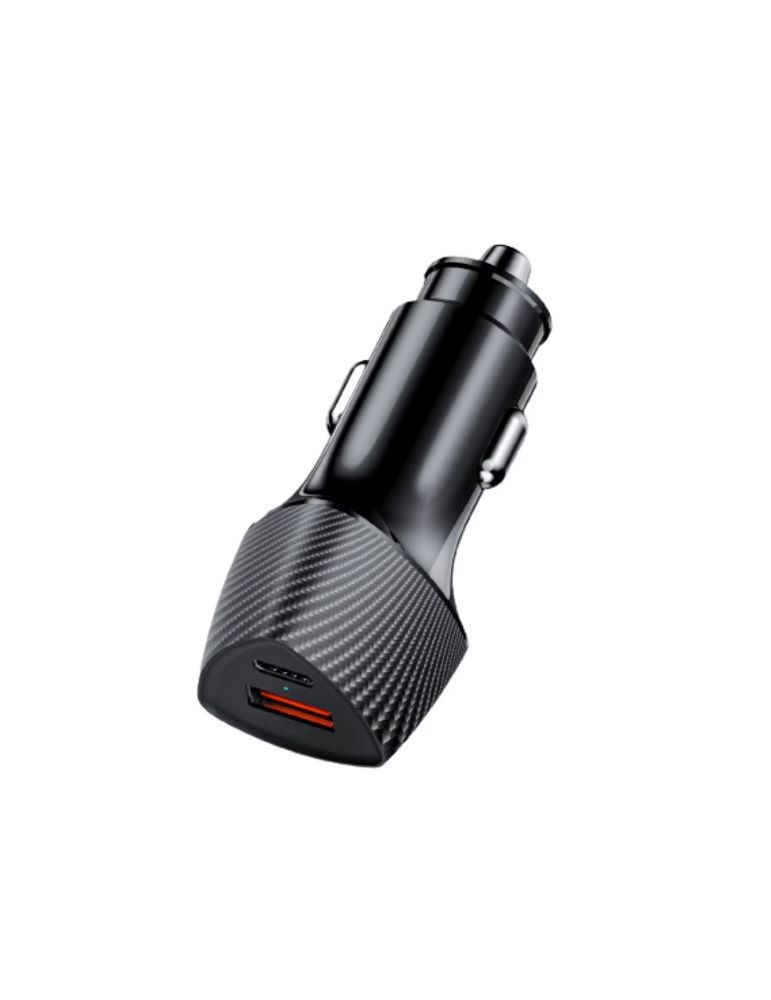 Power Adapters & Chargers Incarcator auto Lemontti Auto Super Fast Charge 48W 2 porturi PD Type-C 30W + USB-A QC 3.0 Negru
