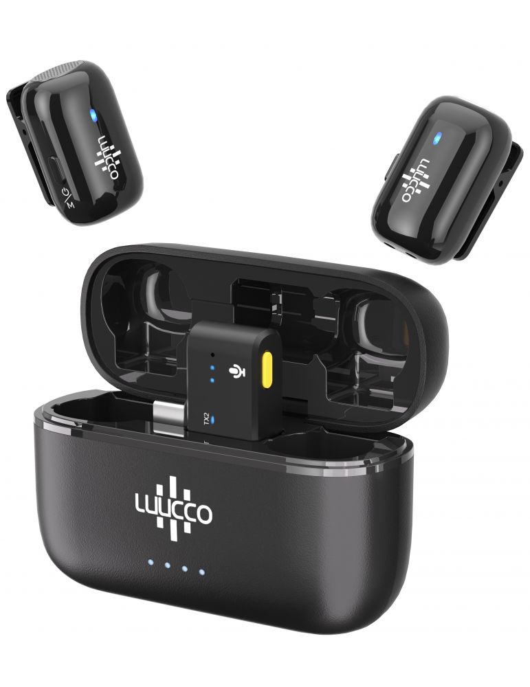 Headphones & Headsets Microfon Lavaliera Wireless Luucco MiniPods-K2,USB-C, negru