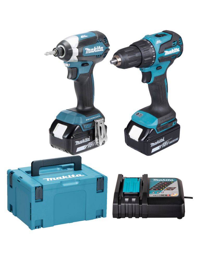 Power Tool Combo Sets MAKITA DLX2537TJ KIT 2 SCULE 18 V (DHP490Z + DTD153Z cu 2 acumulatori Li-Ion, de 5 Ah + Incarcator) + MakPac