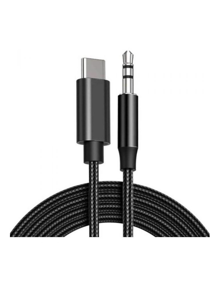 Audio & Video Cables Cablu Audio Lemontti USB-C-Jack 3.5mm, carcasa de metal, cablu din impletitura textila si Nylon, lungime 1m, negru