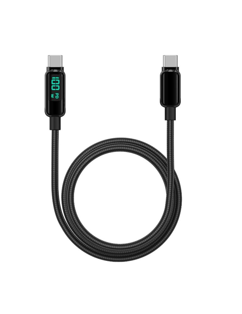 Storage & Data Transfer Cables Cablu Lemontti Screen Digital Display Type-C la Type-C, Fast Charge, 100W, lungime 2m, Negru