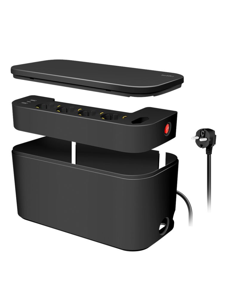 Extension Cords PRELUNGITOR LOGILINK, Schuko x 5, conectare prin Schuko (T), cutie management cabluri, 16 A, 2xUSB-A, 1xUSB-C, protectie IP20, n