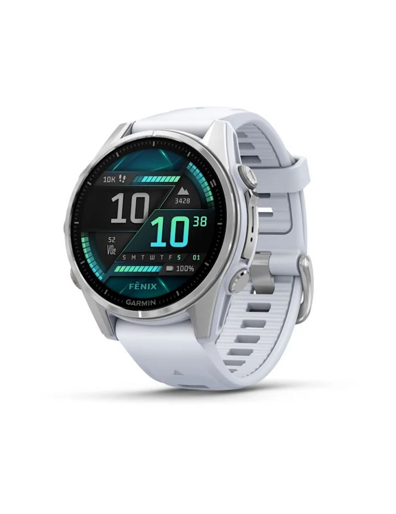 Activity Monitors Smartwatch fenix 8 43 mm AMOLED Silver with Whitestone silicone band "010-02903-00"