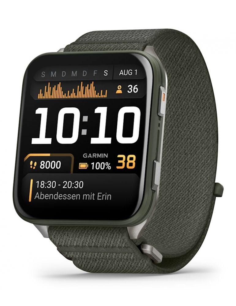 Activity Monitors Smartwatch Venu X1 Moss with Titanium Caseback and Moss ComfortFit Nylon Band "010-02980-03"