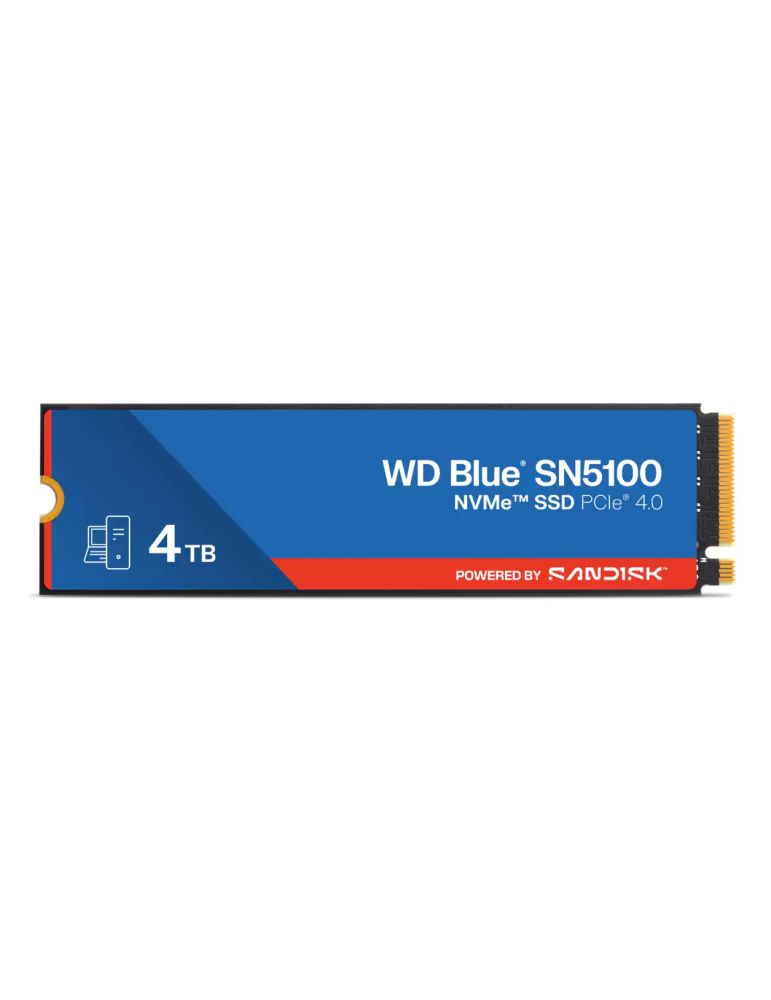 Hard Drives SSD WD Blue SN5100 4TB M.2 2280 PCIe Gen4 x4 NVMe QLC 3D, Read/Write: 6900/6700 MBps, IOPS 900K/1100K, TBW: 1200 "WDS400T5B0E-00