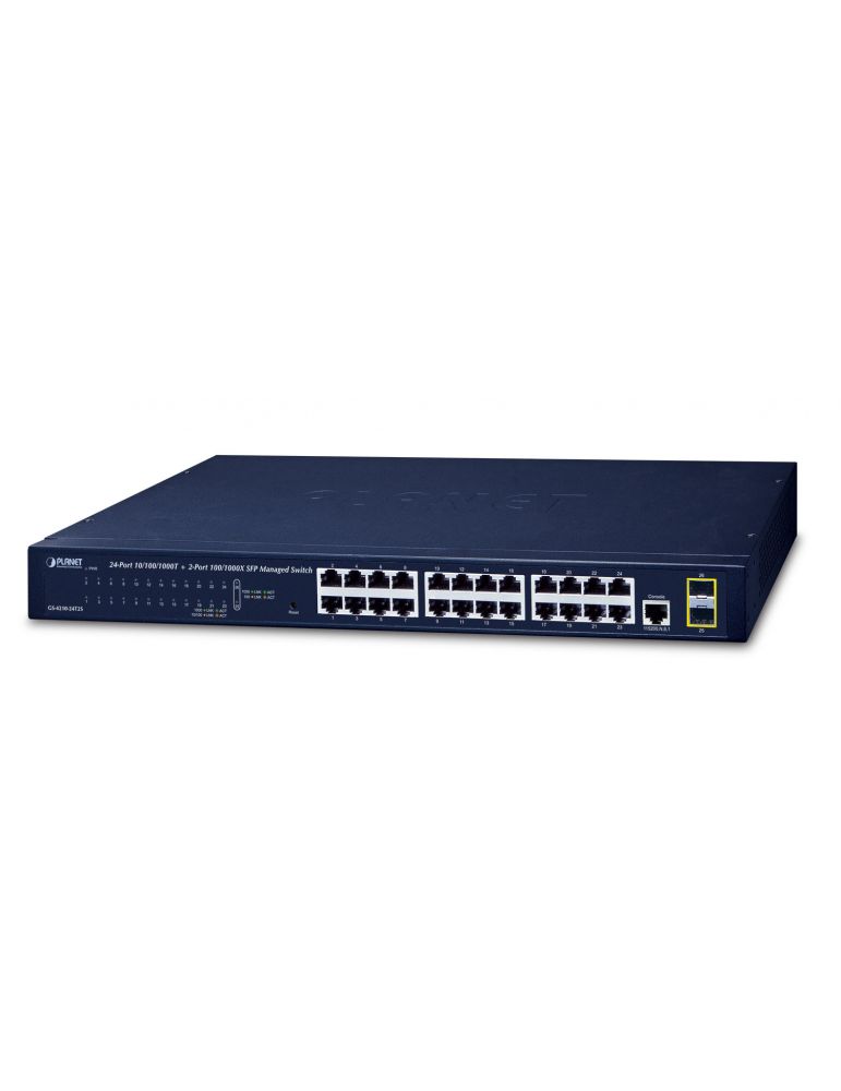 Hubs & Switches NET SWITCH 24PORT 1000M/GS-4210-24T2S PLANET "GS-4210-24T2S" (timbru verde 2 lei)