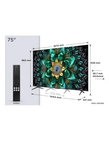 TCL Q6C 75Q6C televizor 190,5 cm (75") 4K Ultra HD Smart TV Wi-Fi Metalic - Tik.ro