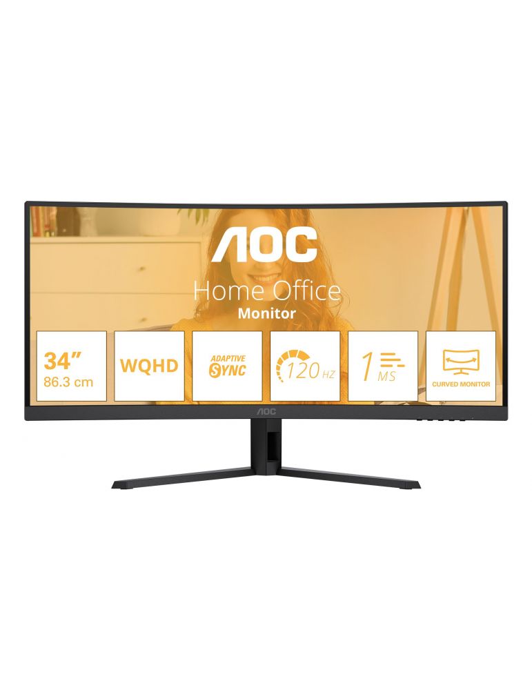 Computer Monitors AOC B3 CU34B3E monitoare LCD 86,4 cm (34") 3440 x 1440 Pixel Wide Quad HD LED Negru