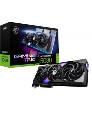 MSI GAMING GEFORCE RTX 5080 16G TRIO OC plăci video NVIDIA 16 Giga Bites GDDR7 - Tik.ro