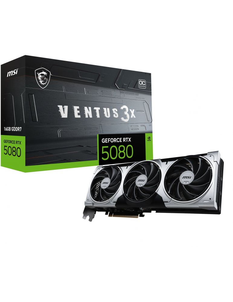 I/O Cards & Adapters MSI VENTUS GEFORCE RTX 5080 16G 3X OC PLUS plăci video NVIDIA 16 Giga Bites GDDR7