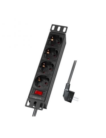 LogiLink PDU4B01 unități de distribuție a energiei electrice (PDU) 4 ieșire(i) AC 1U Negru