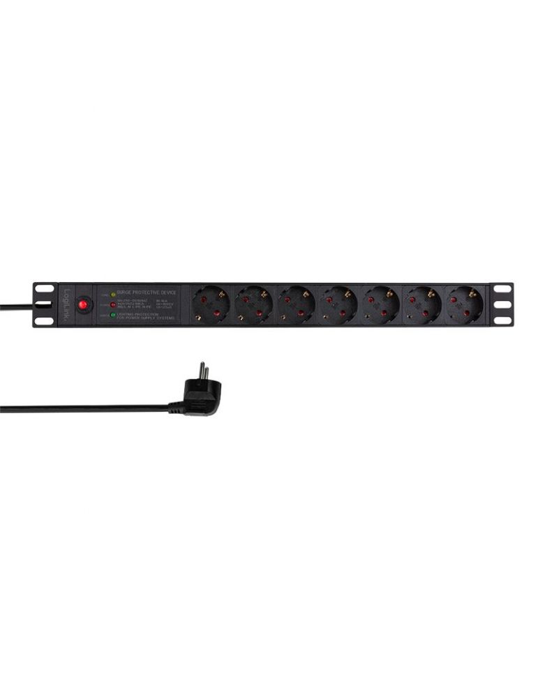 LogiLink PDU7C02 unități de distribuție a energiei electrice (PDU) 7 ieșire(i) AC 1U Negru