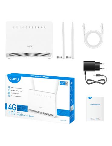 Cudy LT15E router wireless Gigabit Ethernet Bandă dublă (2.4 GHz  5 GHz) 4G Alb