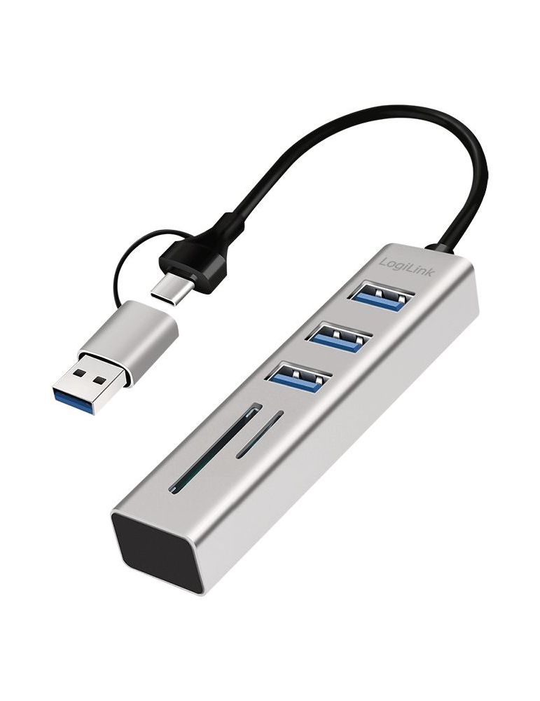 LogiLink UA0445 hub-uri de interfață USB 3.2 Gen 1 (3.1 Gen 1) Type-A + Type-C 5000 Mbit/s Gri