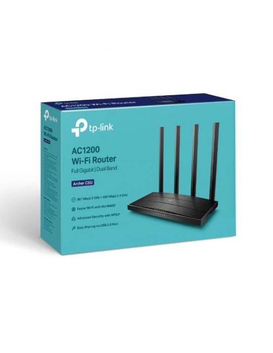 TP-LINK Archer C6U router wireless Gigabit Ethernet Bandă dublă (2.4 GHz/ 5 GHz) 4G Negru Tp-link - 4