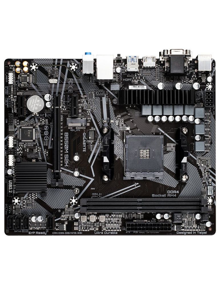 Placa de baza gigabyte b550m s2h skt am4 matx amd b550 2 x ddr4 max. 64 gb 4 x sata 1 x m.2 7.1 b550m_s2h