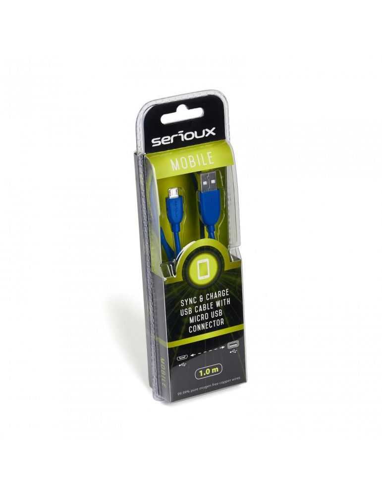 Cablu de date/incarcare serioux port microusb 1m albastru