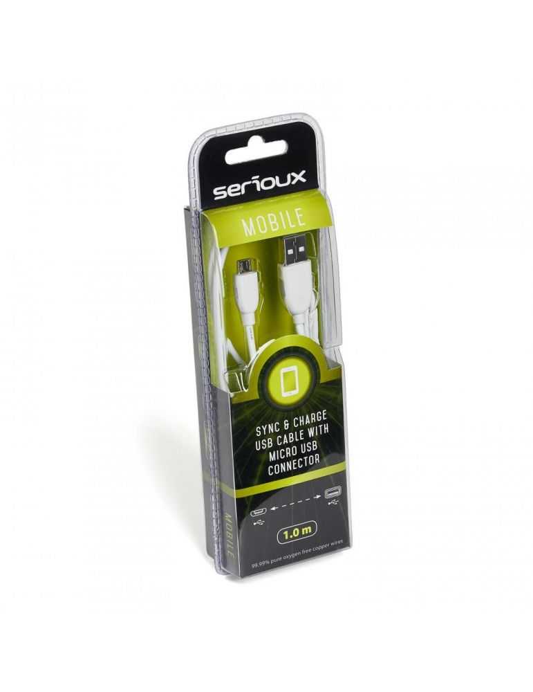 Cablu de date/incarcare serioux port microusb 1m alb